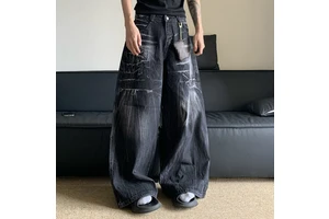 Hot Sale Fashion Y2K Streetwear Oversized Jeans American Retro Washing Pant Men's Loose Wide-leg Trousers OEM