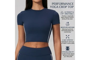 Breathable Short-Sleeved Yoga T-Shirt For Women Summer Pilates Fitness Tight Sporty Quick-Drying Eco-Friendly Four-Way Stretch