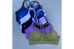 Solid Color Cross Back Soft High Strength Earthquake Resistance Athletic Underwear Women Fitness Sports Bra