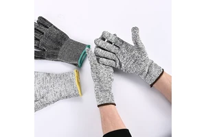 Adult Grade 5 Cotton Yarn Anti-cutting Gloves Labor Protection Wear-resistant Elastic Cuff Opera Length Silicone-Free Gloves