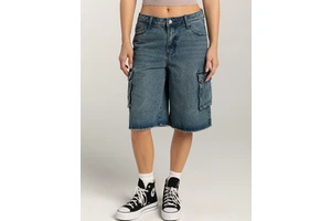 OEM ODM Streetwear Vintage Washed Lady Denim Jort Jean Shorts Manufacturer Custom Baggy Blank Unisex Jeans Denim Blue Short
