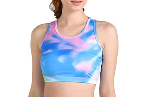Made in Pakistan Women's Breathable Simple Front Logo High Support Yoga Sports Bra Spandex/Polyester Active Wear
