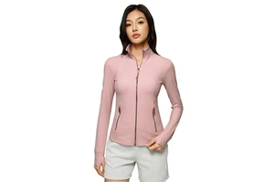 Stand Collar Zipper Lightweight Short Solid Breathable Yoga Jacket Women For Barely There Feel Shaping Tight-Fitting Sports
