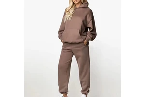 Wholesale High Quality Women's Plus Size 2 Piece Tie Dye Embroidery Washed Finish Customizable 100% Cotton Tracksuit Set High