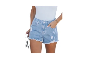 Women Denim Shorts High Waist Breathable Ripped Design Vintage Summer Skinny Fit Eco-Friendly Quick Dry Custom Stone Wash