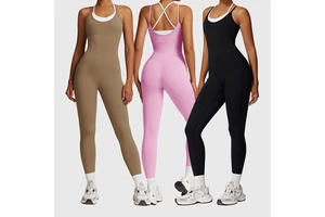 Best Quality Women's Sports Bodysuits Jumpsuits Set-Active Workout Clothing Seamless Four-Way Stretch Sleeveless for Running