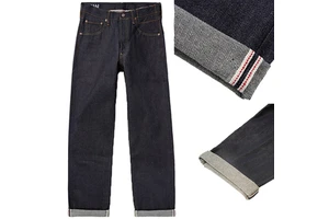 Custom Plus Size Mid Waist Red Japanese Selvedge Denim Jeans for Men