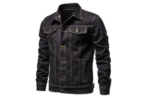 Wholesale 100% Cotton Male Blank Jeans Jacket Suppliers Plain Washed Vintage Black Custom Mens Denim Jacket Windproof