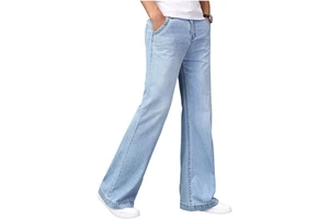 Men Flared Pants Wide Leg Jeans Denim Clothes Boot Cut Flare Jean Light Washed for Men's 2026