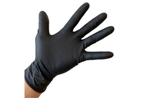 Diamond Grip Powder-Free Nitrile Safety Gloves Black/Orange for Industrial Use Hand and Arm Protection