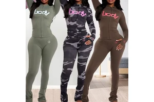Best Selling Leopard Print Women Casual Zip Hooded Crop Jacket Leggings Stretch Sporty Streetwear Tracksuit 2 Piece Sets Clothes