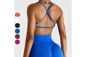 Quick Dry Fitness Gym Yoga Wear Running Adjustable Shoulder Straps Sports Bra Workout Custom Logo Ladies Compression Yoga Bra