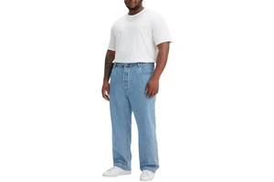 Plus Size Men Slim Fit Eco-Friendly Vintage Straight Denim Jeans Stonewashed Lightweight Soft 100% Cotton Casual Daily Patches