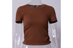 Hot Selling Kinbor Yoga Shirts Short Sleeve Round Seamless Fitness Women's Yoga Crop Top