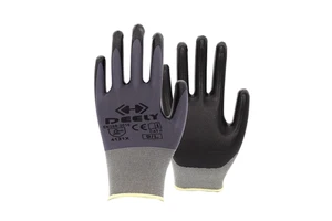 13 Gauge Polyester Nitrile Coated Safety Work Gloves with Breathable Seamless Shell for Industrial Construction Use