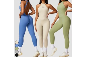 Fitness Clothing Sports Lightweight Scrunch Jumpsuit Tight-Fitting Sports Custom Bodysuit Yoga Overalls Open Back Jumpsuits