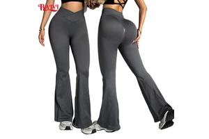 Women's Seamless High Waist Flared Leg Yoga Pants Spandex/Nylon Squat Proof Butt Lifting V Shape Waist Fitness Workout Leggings