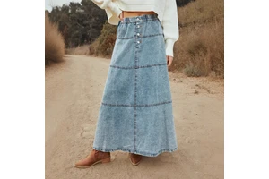 25 Years European American Cross-Border For New Product Bohemian A-Line Midi Women's Denim Skirt Quick Dry 8943