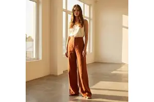 Extra Long Summer Casual Trousers For Tall Women Elegant Style 34" Inseam Linen Trousers Professional Bespoke Service Custom