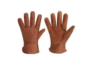 Customizable Brown Cowhide Leather Double Palm Safety Working Gloves for Men Used in Construction