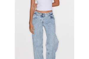 Women's Vintage Print Denim Straight Leg Jeans Breathable Cotton Light Button Cross-Border Casual Summer