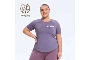 MAQVOB EU US Size Factory Polyester Made Women Active T-Shirt Quick Dry Best Price Women Sports Yoga Gym Crop Tops T-Shirt