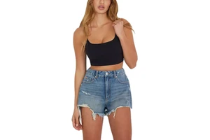 Summer New Women's Solid Denim Shorts with Pockets Lady's Short Jeans for Casual Wear