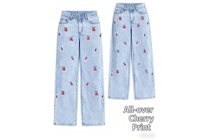 2025 Women's Summer New Mid Waist Loose Slimming Vintage Streetwear Casual Solid 3D Embroidery Straight Floor Length Denim Jeans
