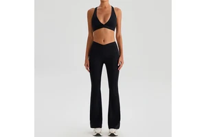 Custom 2 Piece Sets Workout Leggings Sport Wear Women Mid Waist Breathable Solid Eco-Friendly Quick Dry Activewear Adjust Strap