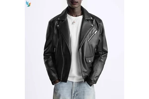 Custom Genuine Leather Mens Jacket Wholesale Slim Fit Zipper Short Men Faux Men Motorcycle Leather Jacket