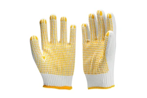 Disposable Safety Work Gloves White Dotted Design PVC Cotton Knit Coated Anti-Slip Tear-Resistant 2 Mil Food Safe Free