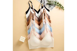Women Seamless Wireless Jelly Strip Support Bra Nude Deep V Push Up Bralette No Underwire Invisible Soft Comfort Bra