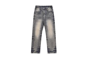 Men's High Street Style Washed Denim Jeans Latest Collection Loose Casual Straight Pant Mid Hip Hop Streetwear Style Plus Size