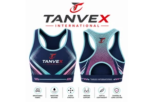 TANVEX INTERNATIONAL Women's Racerback Sports Bra Solid Eco-Friendly Polyester/Cotton Medium Support Breathable Moisture Wicking