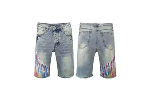 Wholesale Vintage Distress High Quality Streetwear Summer Camo Baggy Men's Jean Shorts Men