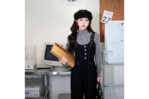 Women's Denim Overalls Jumpsuit Vintage High Waist Wide Leg Jeans Loose Suspender Pants Y2K Streetwear Polyester/Cotton