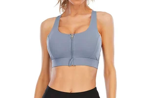 100% High Quality Breathable Women's Yoga Sports Bra with Front Logo Option Gym Active Wear in Solid Color