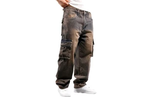 Stylish Plus Size High-Rise Midweight Casual Denim Jeans Men's Loose Fit Breathable Eco-Friendly 100% Cotton