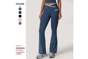 Custom High Quality Nude Feeling Tight Yoga Pants Flat Flared High Waist Wide Leg Flared Pants Women'S Sports Fitness Yoga Pants
