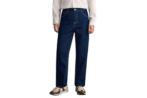 Vintage Style Mens DX Stone Blue Straight Fit Wide Leg Denim Jeans Eco Friendly Breathable Washed Loose Plus Size Light Summer