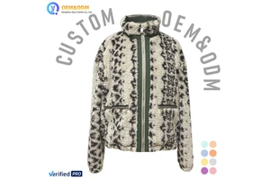 2026 Q&D OEM Custom Stand Collar Faux Fur Fleece Geometric Outwear Composite Winter Puffer Jean Denim Women's Coat Jacket