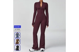 Cross-border Zipper Cloud Feeling Long-sleeved Breathable Lightweight Yoga Jumpsuit High-intensity Fitness Sports One-piece