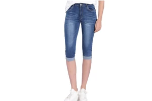Women's High Waist Summer Plus Size Skinny Denim Jeans High Street Leopard Print Hole Detail Stretch Knee-Length