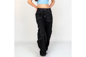 High Quality Women's Denim Jeans Trousers Hollow Organic Cotton Quick Dry Breathable Summer Streetwear Black Color OEM Service