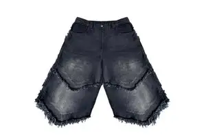 Custom Baggy Fit Oversized Vintage Heavyweight 100% Cotton Acid Wash Distressed Denim Shorts for Men