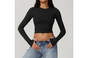 2026 Spring New Women's Sports Yoga Top Casual Breathable Quick Drying T-Shirt with Long Sleeves Skin Friendly for Fitness
