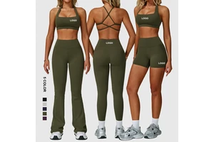 Custom Logo Gym Wear Yoga Bra Womens Activewear Sets Fashion Fitness Clothes Tight Sportswear Running Leggings
