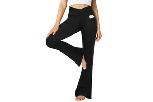 Women's Casual Boot Cut Yoga Pants High Waist Flare Leggings with Breathable Knitted Fabric for Workout