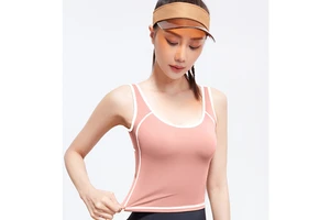 New Breathable U-shaped Fitness Tank Top Yoga Vest with Fixed Cup High Elastic High Support Gym Sports Sleeveless for Women