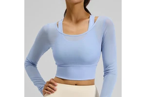 Mesh Design Breathable and Sweat Wicking Women's High-quality Light Luxury Comfortable High Elasticity Slim Yoga Top